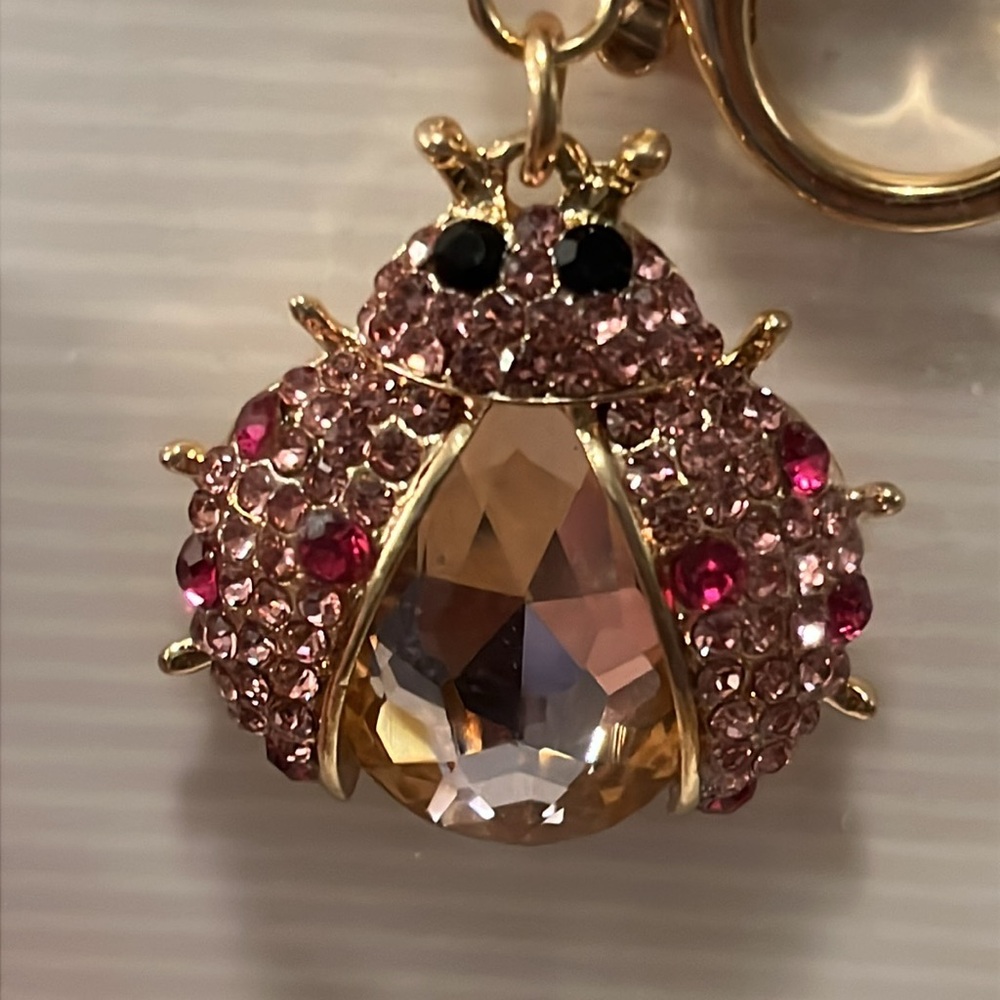 NIB Modern Expressions ME Keychain with Pink Jeweled Ladybug. Great Purse Charm!